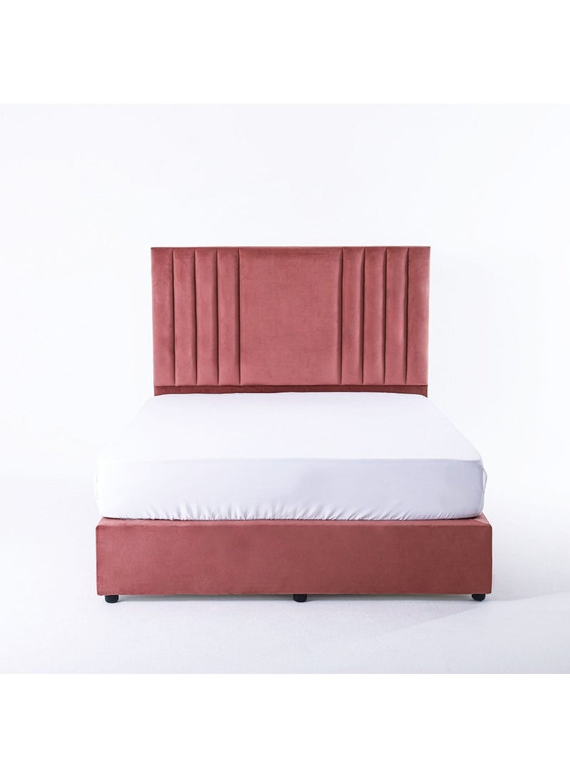 Karnak Superior Upholstered Velvet Bed Frame Bedroom Furniture Strong And Sturdy Modern Design Wooden Bed | Quiet & Comfortable Bed (EU - Double 140x200cm, Pink) - Image 3
