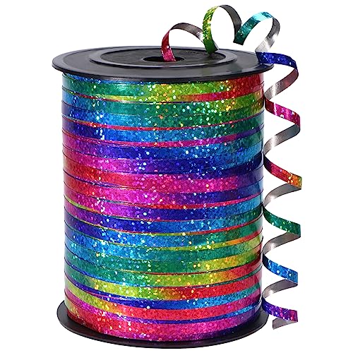 OMISELIO 500 Yard Rainbow Ribbon Curling Balloon RibbonBalloon String Shiny Metallic Curly Roll for Gift Wrapping Ribbon for Wedding Birthday Decoration Baby Shower Christmas