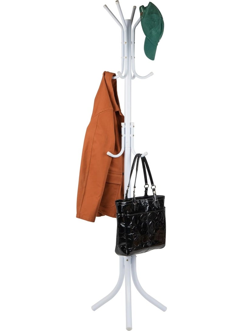 Coat Rack, Freestanding Coat Rack with 8 Hooks and 3 Adjustable Size Tree Coat Racks for Bedroom, Hallway, Entrance, Office, for Hats, Coats, Scarves, Handbags (White) - Image 2