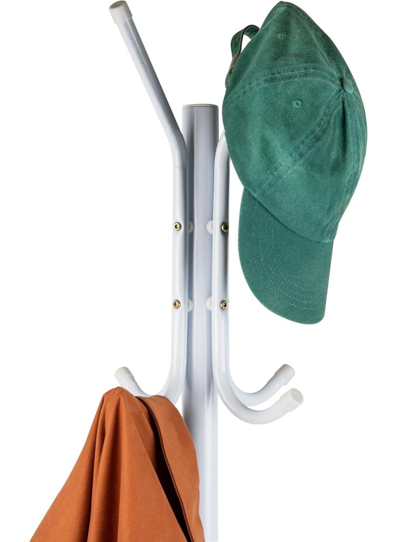 Coat Rack, Freestanding Coat Rack with 8 Hooks and 3 Adjustable Size Tree Coat Racks for Bedroom, Hallway, Entrance, Office, for Hats, Coats, Scarves, Handbags (White) - Image 4