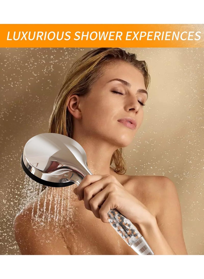 Loquat Ionic High Pressure Filtered Shower Head with Hand Held, Showerhead Nozzle with 5 Spray Modes Bathroom Spa  Massage Filtration to prevent Hair Loss  Dry Skin Ideal for Hard Water White - Image 2
