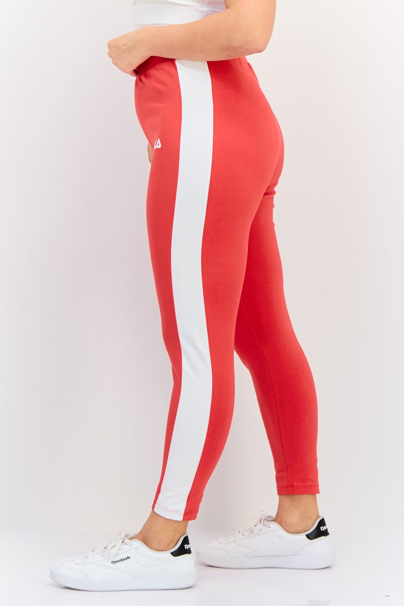 FILA سراويل رياضية نسائية للياقة البدنية، حمراء - Image 3