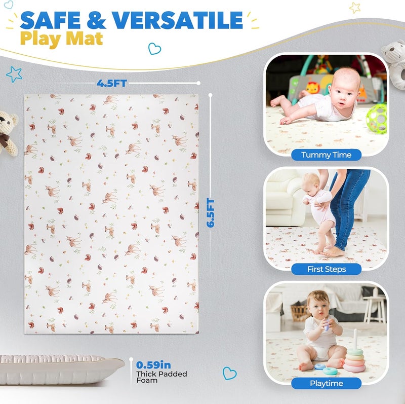 Bubzi Co Non Toxic Large Baby Play Mat for Floor Padded Tummy Time Mat for Babies Learning to Walk or Crawl Thick Foam Nursery Playroom Rug 0 6 12 Months - Image 2