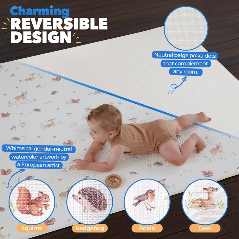 Bubzi Co Non Toxic Large Baby Play Mat for Floor Padded Tummy Time Mat for Babies Learning to Walk or Crawl Thick Foam Nursery Playroom Rug 0 6 12 Months - Image 5