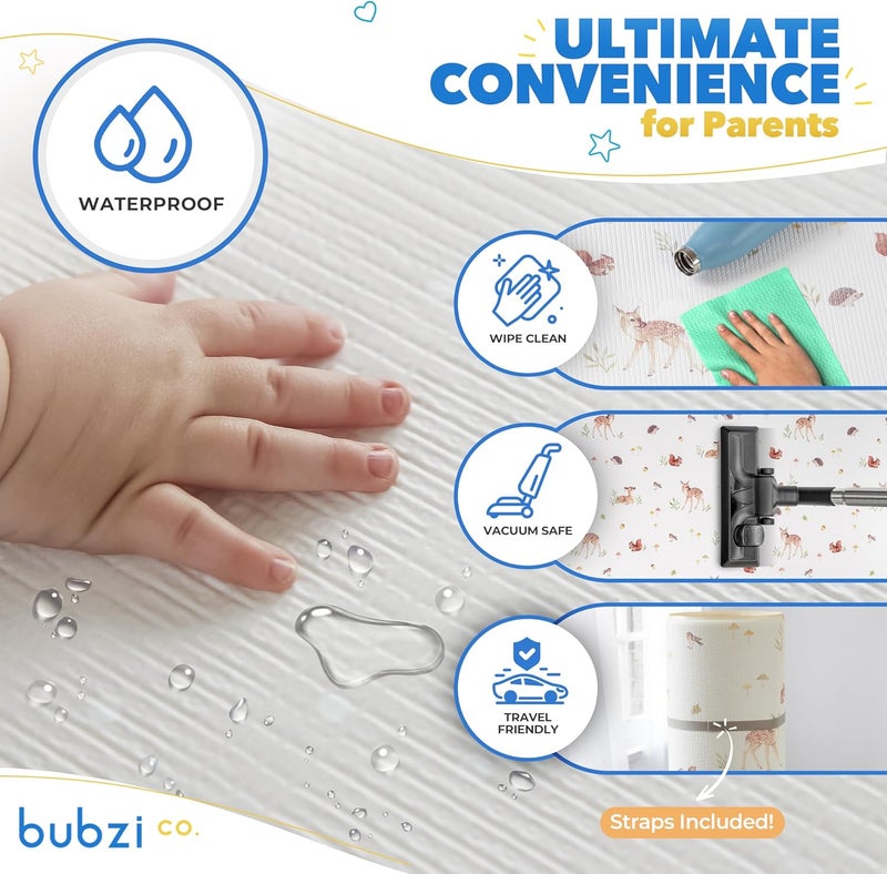 Bubzi Co Non Toxic Large Baby Play Mat for Floor Padded Tummy Time Mat for Babies Learning to Walk or Crawl Thick Foam Nursery Playroom Rug 0 6 12 Months - Image 4
