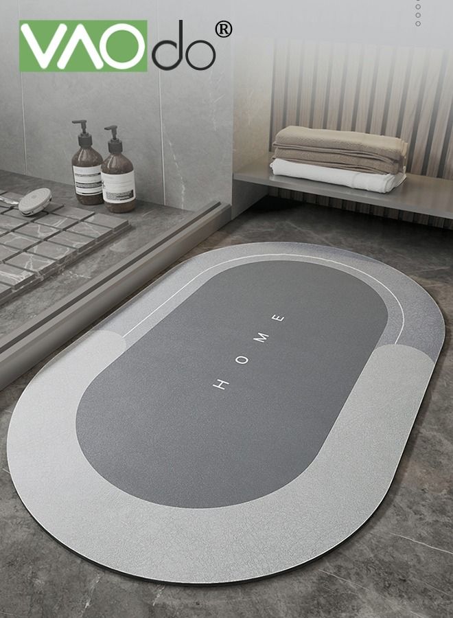 VAOdo Bath Mat Super Absorbent Bathroom Cushion Toilet Absorbent Non-Slip Mat Not Moldy Kitchen Porch Floor Mat 80*120CM Grey - Image 1