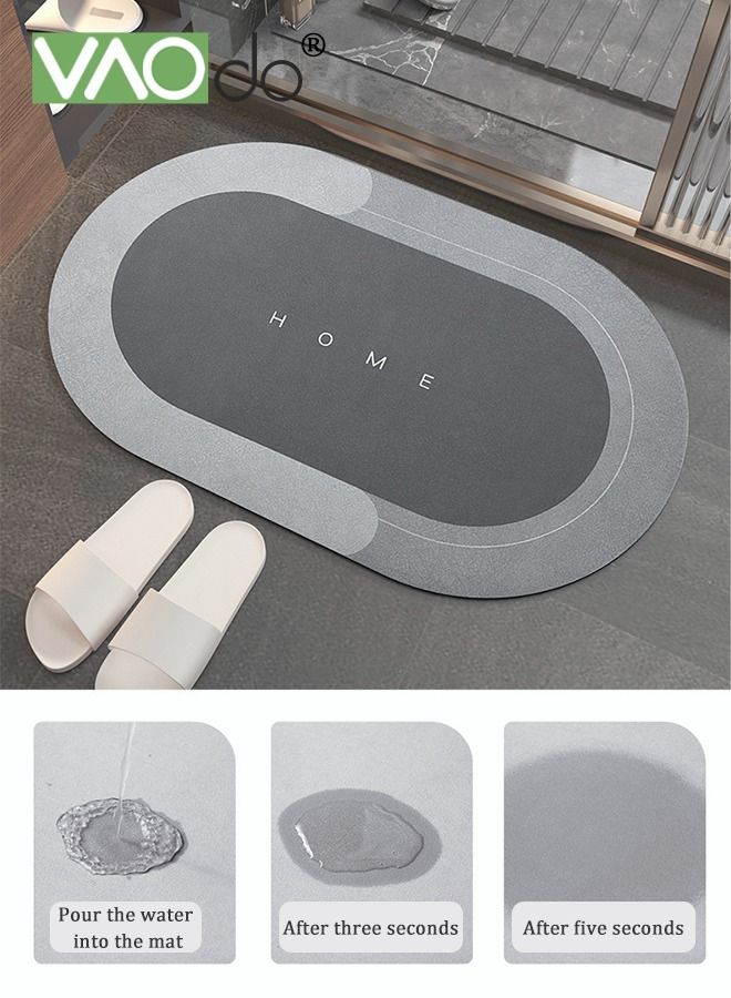 VAOdo Bath Mat Super Absorbent Bathroom Cushion Toilet Absorbent Non-Slip Mat Not Moldy Kitchen Porch Floor Mat 80*120CM Grey - Image 3