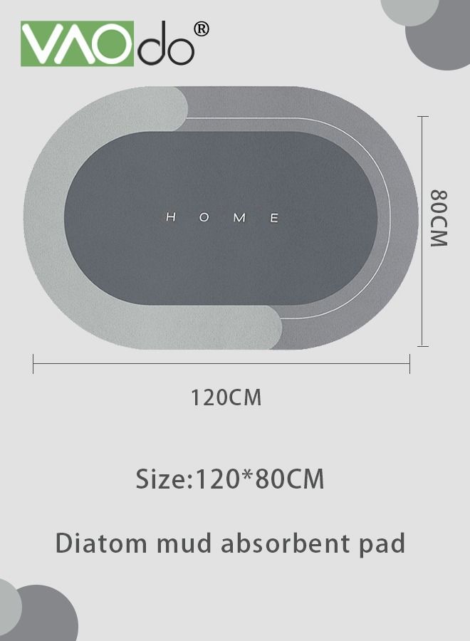 VAOdo Bath Mat Super Absorbent Bathroom Cushion Toilet Absorbent Non-Slip Mat Not Moldy Kitchen Porch Floor Mat 80*120CM Grey - Image 2