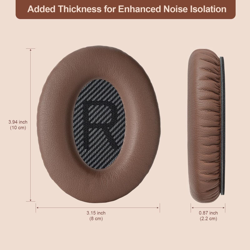 Aurivor Replacement Ear-Pads Cushions for Bose QuietComfort QC 35 35ii 25 15 2 Headphones, Ear Covers for QC35 QC35-ii QC25 QC15 QC2 SoundLink SoundTrue Around-Ear II AE2 Headphones (Coffee-Black) - Image 5