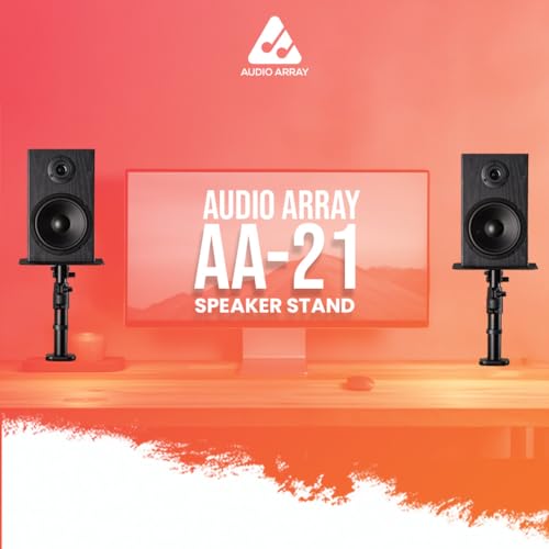 Audio Array AA-21 Desktop Mount Speaker Stands | 15KG Capacity | Height, Tilt & Rotation Adjustable | Smart Cable Management | for Sound Editing, Gaming, Music Production | Black (Set of 2) - Image 2