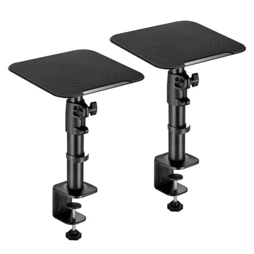 Audio Array AA-21 Desktop Mount Speaker Stands | 15KG Capacity | Height, Tilt & Rotation Adjustable | Smart Cable Management | for Sound Editing, Gaming, Music Production | Black (Set of 2) - Image 1