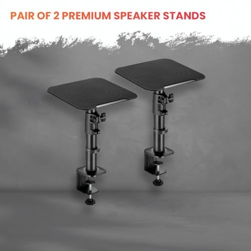 Audio Array AA-21 Desktop Mount Speaker Stands | 15KG Capacity | Height, Tilt & Rotation Adjustable | Smart Cable Management | for Sound Editing, Gaming, Music Production | Black (Set of 2) - Image 4
