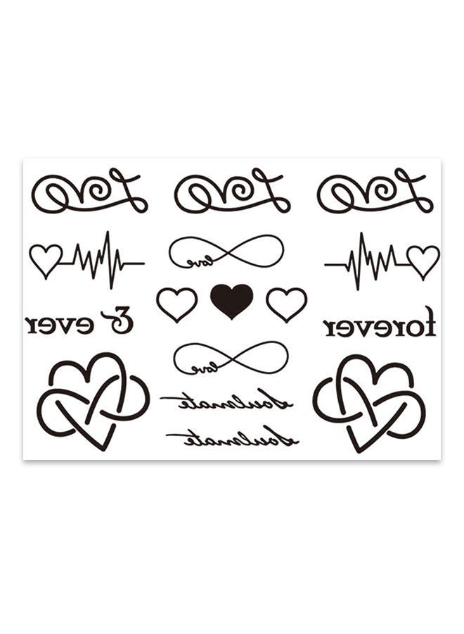 16-Piece Waterproof Fashion Heart Pattern Tattoo Sticker Set