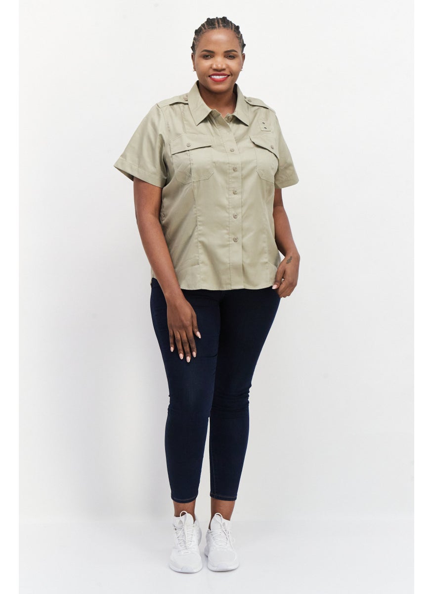 Women Plus Size Pointed Collar Short Sleeve Plain Shirt, Tan - pzsku/ZFB94CF31CC4C58D34E46Z/45/_/1737295959/e8e9d64d-b584-4ce9-8d88-469687a12a1a