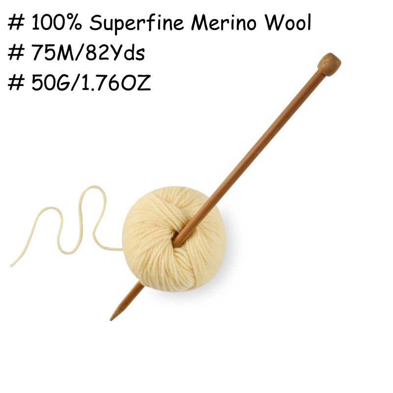 Gisimo 100% Merino Wool Yarn 3-Ply Luxurious and Soft Yarn for Hand Knitting & Crocheting (Naples Yellow,1Ball) - Image 3