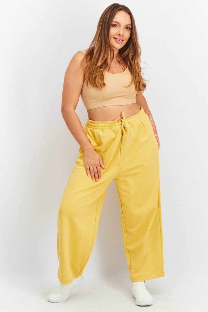 NAH/ Studio Women Drawstring Pull-On Jogger Pants, Natural Yellow - Image 3