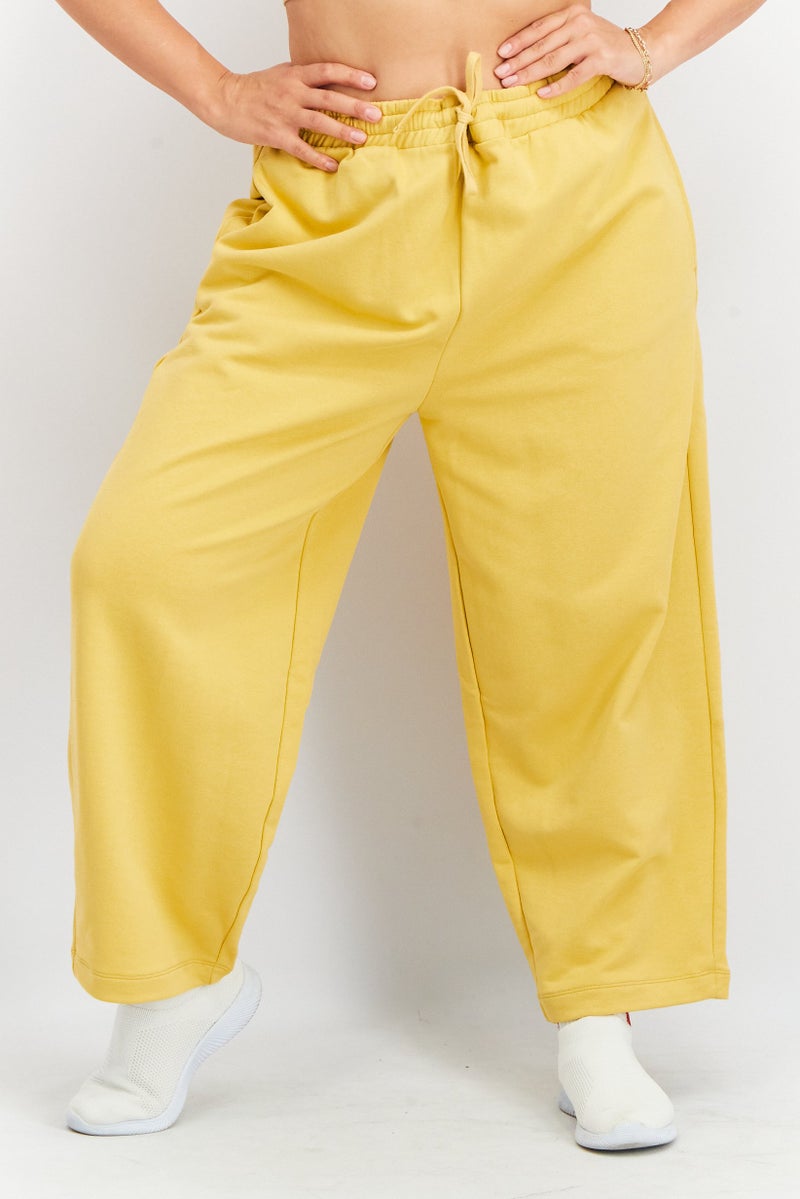 NAH/ Studio Women Drawstring Pull-On Jogger Pants, Natural Yellow - Image 1