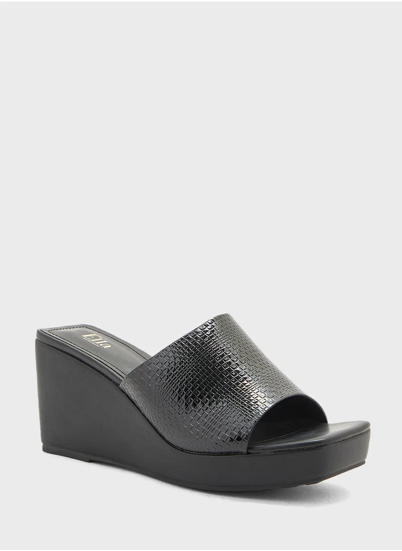 ELLA Textured Mule Wedge Sandal