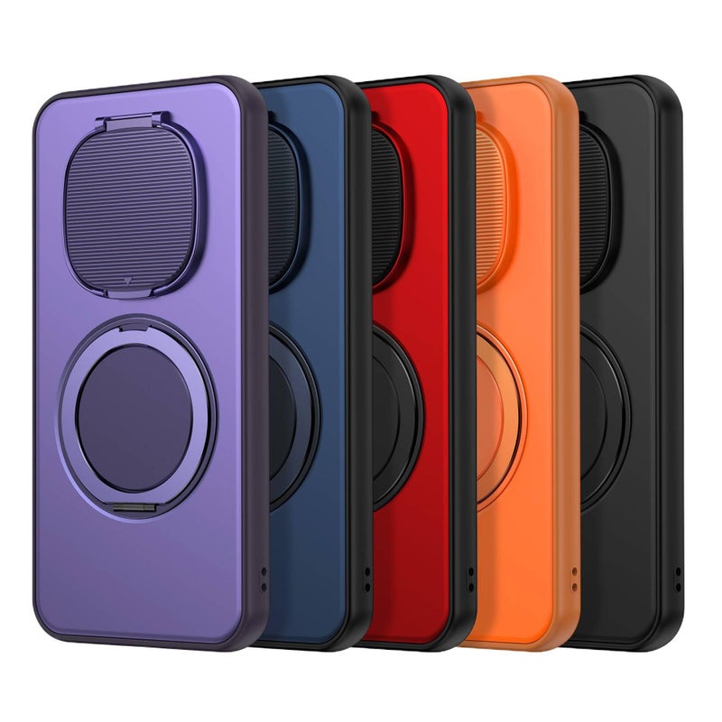 غطاء واقي بAcrylic لـ Redmi Note 14 Pro مع حماية من السقوط وحامل دوار مع مقاوم للصدمات مع نافذة حماية العدسة مع قبضة مضادة للانزلاق باللون أسود مضاد للانزلاق من الأكريليك باللون ا. - Image 2