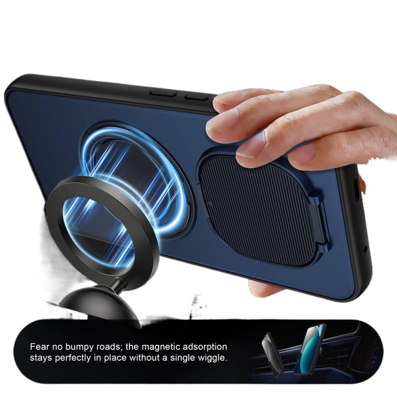 غطاء واقي بAcrylic لـ Redmi Note 14 Pro مع حماية من السقوط وحامل دوار مع مقاوم للصدمات مع نافذة حماية العدسة مع قبضة مضادة للانزلاق باللون أسود مضاد للانزلاق من الأكريليك باللون ا. - Image 5
