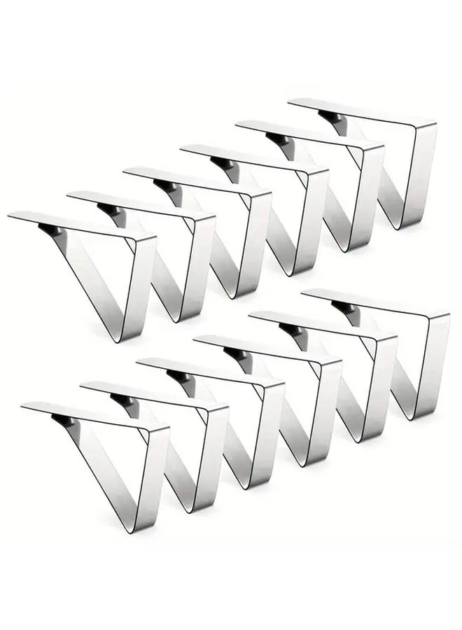 Silver Heavy Duty Non Slip Tablecloth Clips 10 Pieces For Picnic Wedding Party - Image 1