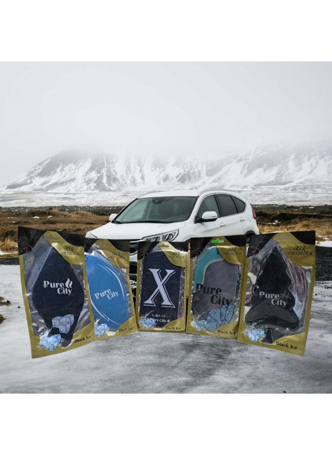 CRYSTAL Multi Car Air Freshener with Black Ice Scent - Long-Lasting Fragrance - Hanging Card - 1 Piece 