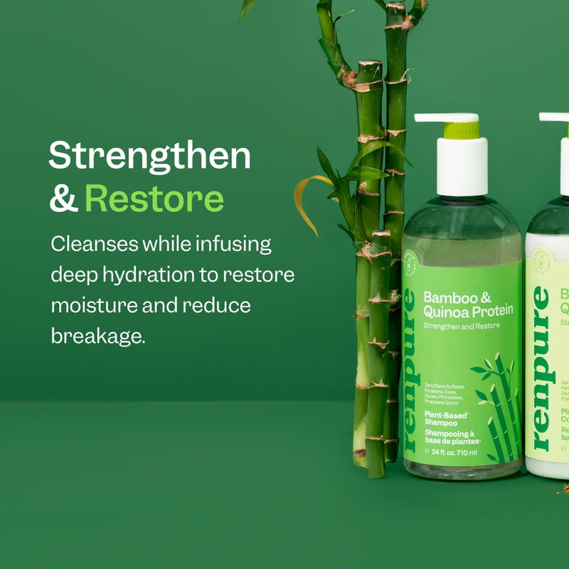 Renpure Bamboo & Quinoa Shampoo, Plant-Based â€“ Restores, Hydrates & Strengthens For Healthier Hair â€“ For Weak, Dull & Damaged Hair - Bamboo Extract & Quinoa Protein â€“ 24 Fl Oz - Image 2