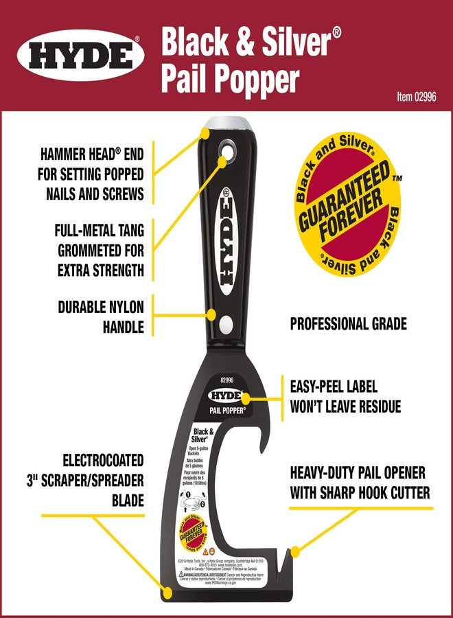 HYDE 02996 Opener, for Use with Removing Plastic 5 Gal Bucket Lids and Pail Tops, 3", Black/Silver - Image 2