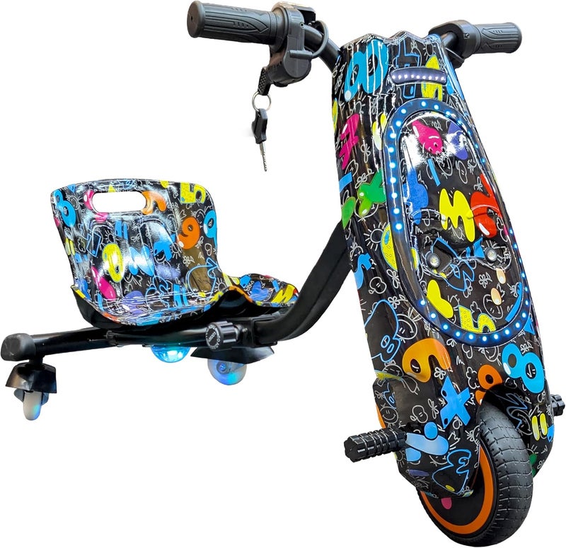 MyToys 36V Electric Drift Scooter for Kids Ages 4+ 250W Brushless Motor Ride-On Tricycle with Bluetooth Speaker and LED Lights - Image 1