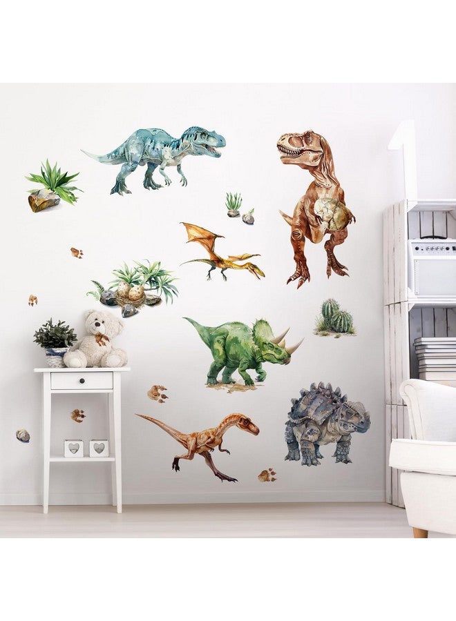 Supzone Dinosaur Wall Decals, Large Dino Wall Stickers Volcano Tropical Plants Cactus Peel and Stick Art Decoration for Boys Girls Kids Classroom Bedroom Toddler Playroom Nursery Room - Image 2