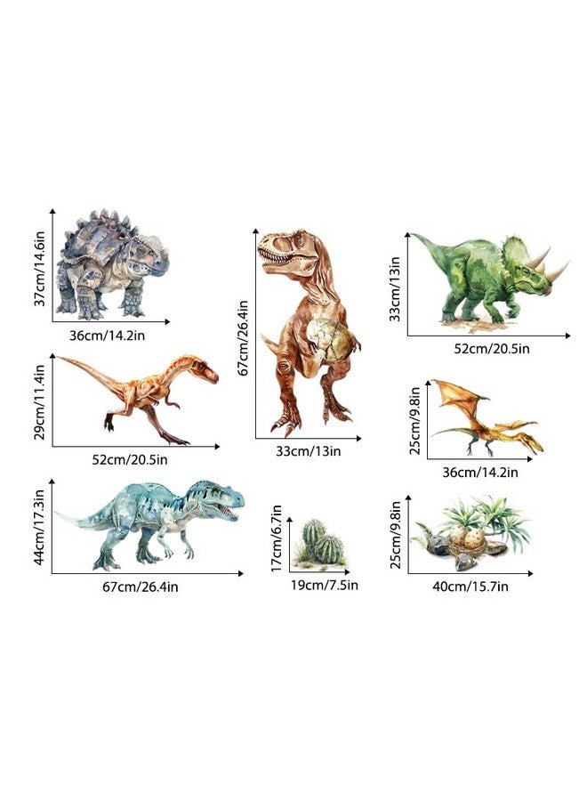 Supzone Dinosaur Wall Decals, Large Dino Wall Stickers Volcano Tropical Plants Cactus Peel and Stick Art Decoration for Boys Girls Kids Classroom Bedroom Toddler Playroom Nursery Room - Image 5