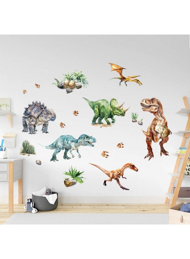 Supzone Dinosaur Wall Decals, Large Dino Wall Stickers Volcano Tropical Plants Cactus Peel and Stick Art Decoration for Boys Girls Kids Classroom Bedroom Toddler Playroom Nursery Room - Image 3