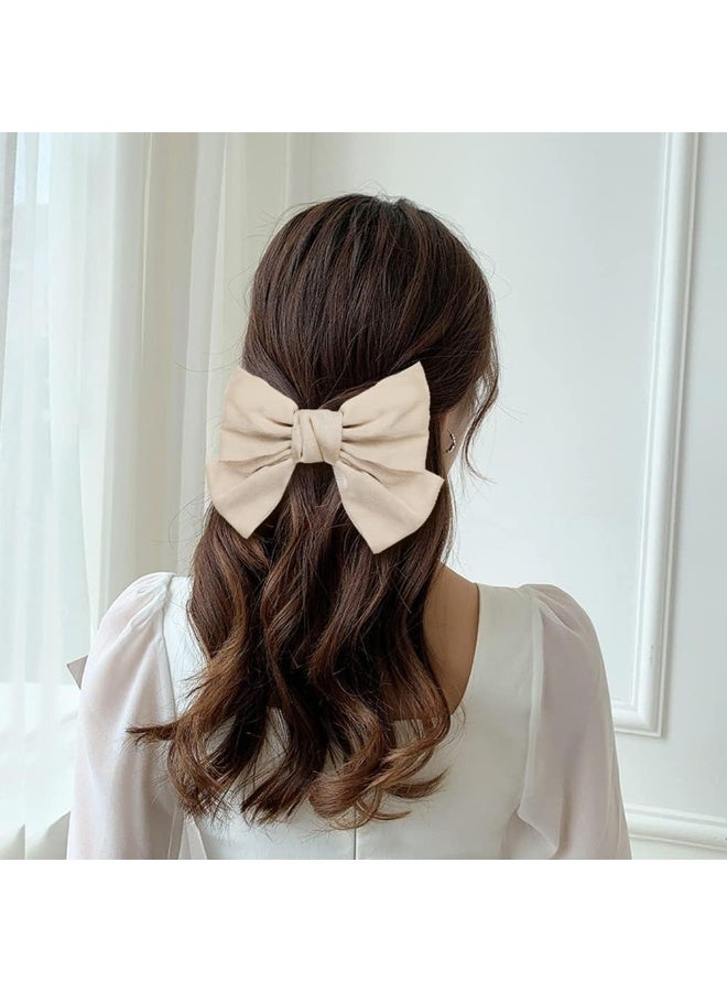 HZYH 12 Pack 8 Inch Large Big Oversized Knot Bowknot Satin Hair Bows, French Barrettes Hair Clips, Ponytail Holder Hair Bow Ribbon Accessories, for Women Girls Adults - Image 3