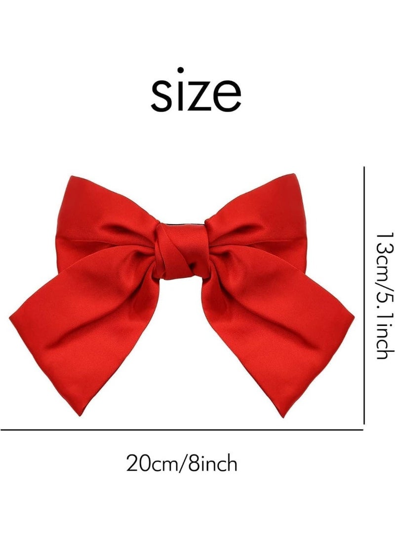 HZYH 12 Pack 8 Inch Large Big Oversized Knot Bowknot Satin Hair Bows, French Barrettes Hair Clips, Ponytail Holder Hair Bow Ribbon Accessories, for Women Girls Adults - Image 4