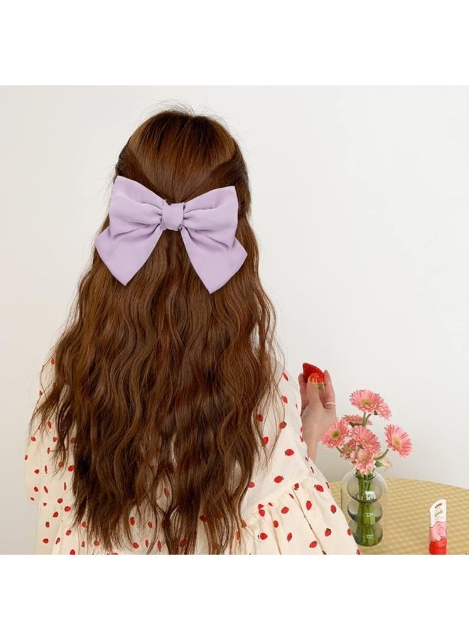 HZYH 12 Pack 8 Inch Large Big Oversized Knot Bowknot Satin Hair Bows, French Barrettes Hair Clips, Ponytail Holder Hair Bow Ribbon Accessories, for Women Girls Adults - Image 2
