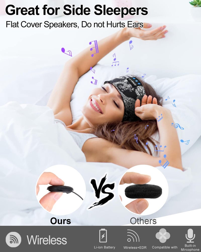 LC-dolida Sleep Headphones Bluetooth Headband Music Headband Wireless Band Headband Headphones with Thin HD Stereo Speakers Perfect for Side Sleepers, Sport, Yoga, Travel - Image 5