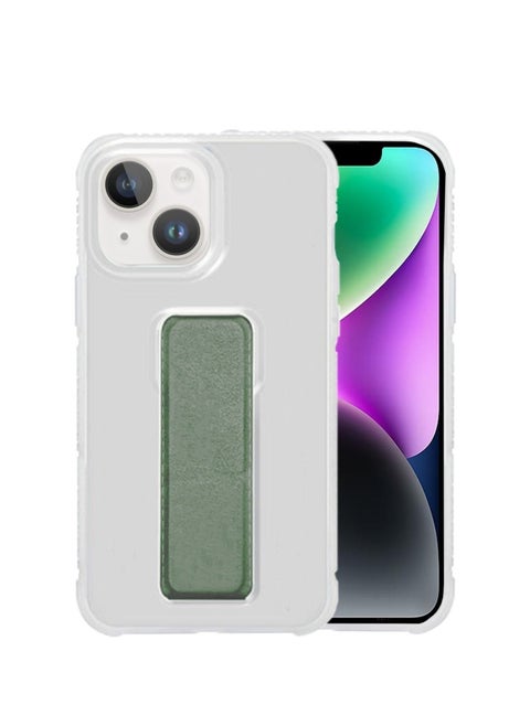 Hand Grip With Anti-shock Case Cover For Apple iPhone 14 Clear/Olive