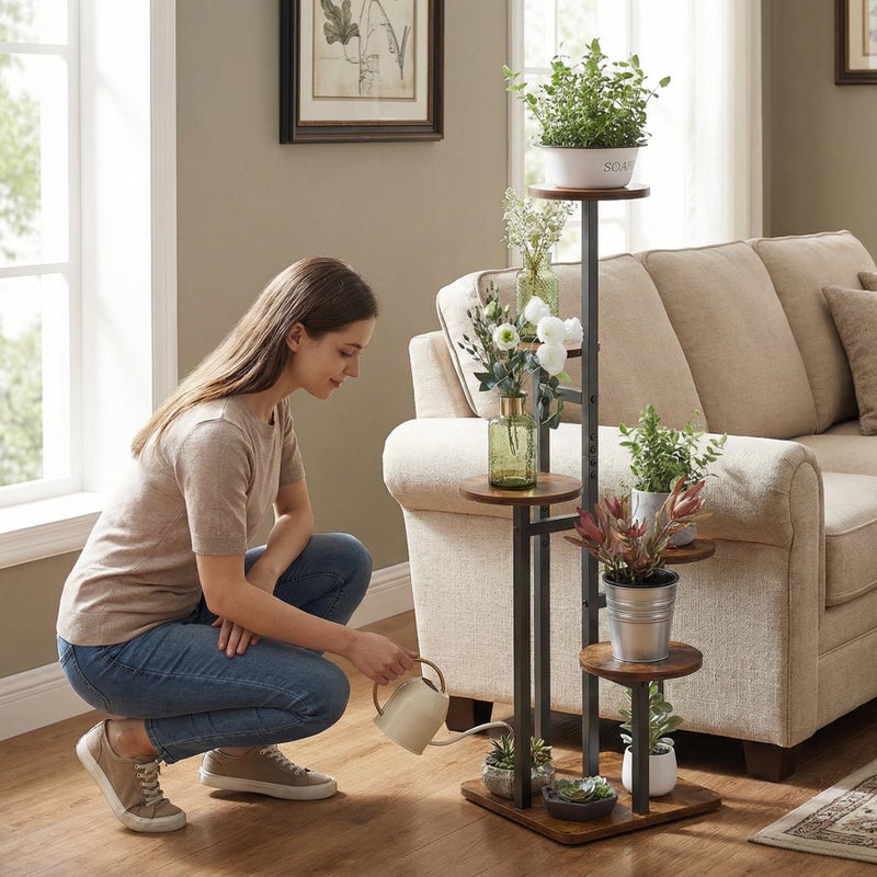 VonDream 5 Tier Plant Stand Indoor, Tiered Plant Stands for Indoor Plants Multiple, Corner Flower Stand for Living Room, Multi-Layer Vintage Design Plant Shelf - Image 3