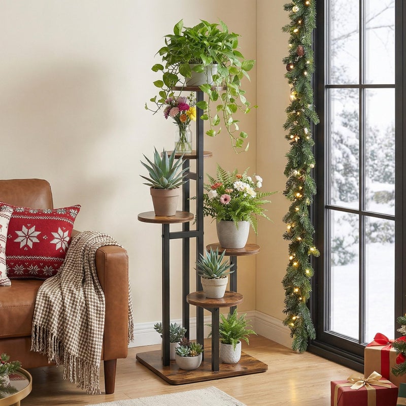 VonDream 5 Tier Plant Stand Indoor, Tiered Plant Stands for Indoor Plants Multiple, Corner Flower Stand for Living Room, Multi-Layer Vintage Design Plant Shelf - Image 2