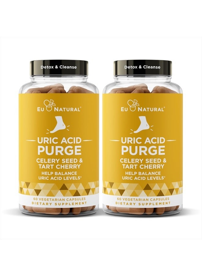 Eu Natural Purge! Uric Acid Flush – Eat & Drink What You Want – Detox and Cleanse with Celery Seed Extract, Tart Cherry & Chanca Piedra for Effective Joint Support & Active Mobility – 120 Soft Vegan Capsules - Image 1