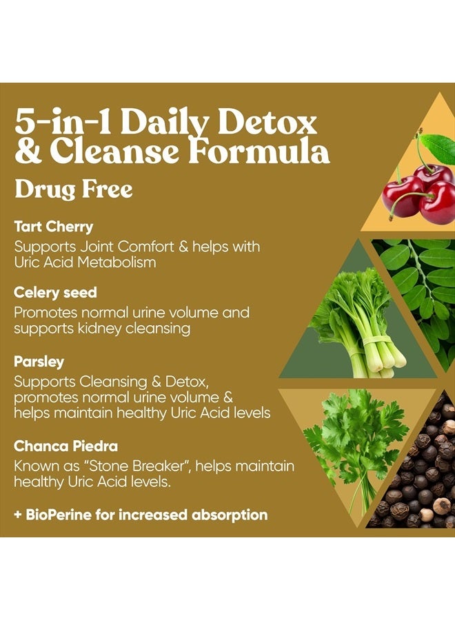 Eu Natural Purge! Uric Acid Flush – Eat & Drink What You Want – Detox and Cleanse with Celery Seed Extract, Tart Cherry & Chanca Piedra for Effective Joint Support & Active Mobility – 120 Soft Vegan Capsules - Image 3