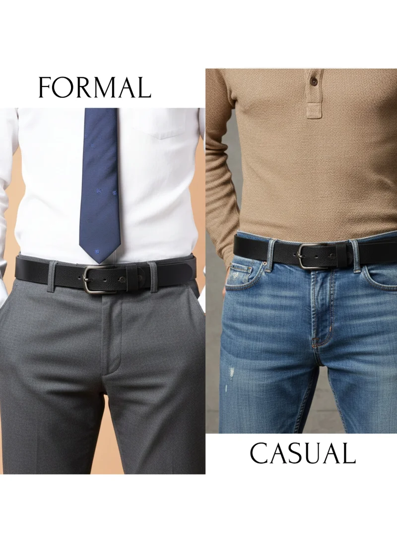 Classic Milano Black (Crunch 40MM) Classic Milano Leather Belt for Men – Genuine Leather Mens Belt, Formal & Casual Dress Belt Men with Gift Box, Adjustable Men's Belts, Office & Daily Wear for Men | Best Price UAE