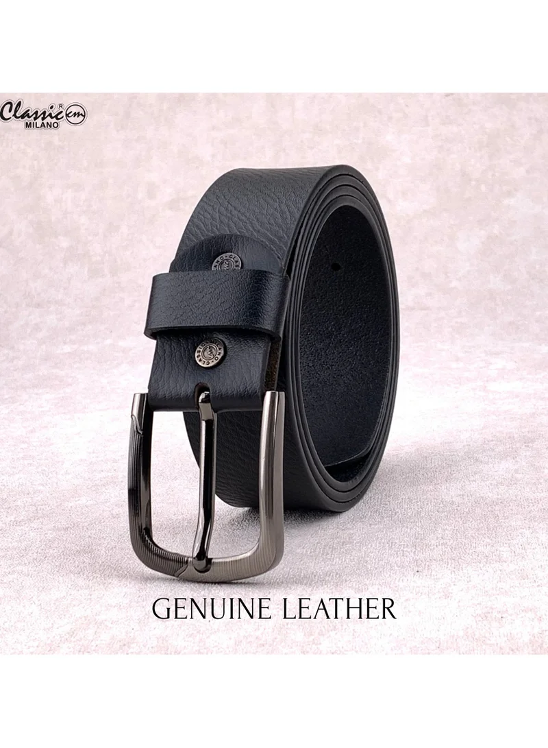Classic Milano Black (Crunch 40MM) Classic Milano Leather Belt for Men – Genuine Leather Mens Belt, Formal & Casual Dress Belt Men with Gift Box, Adjustable Men's Belts, Office & Daily Wear for Men | Best Price UAE
