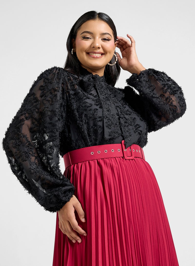 Ella Plus Textured Sheer Top  - Image 1