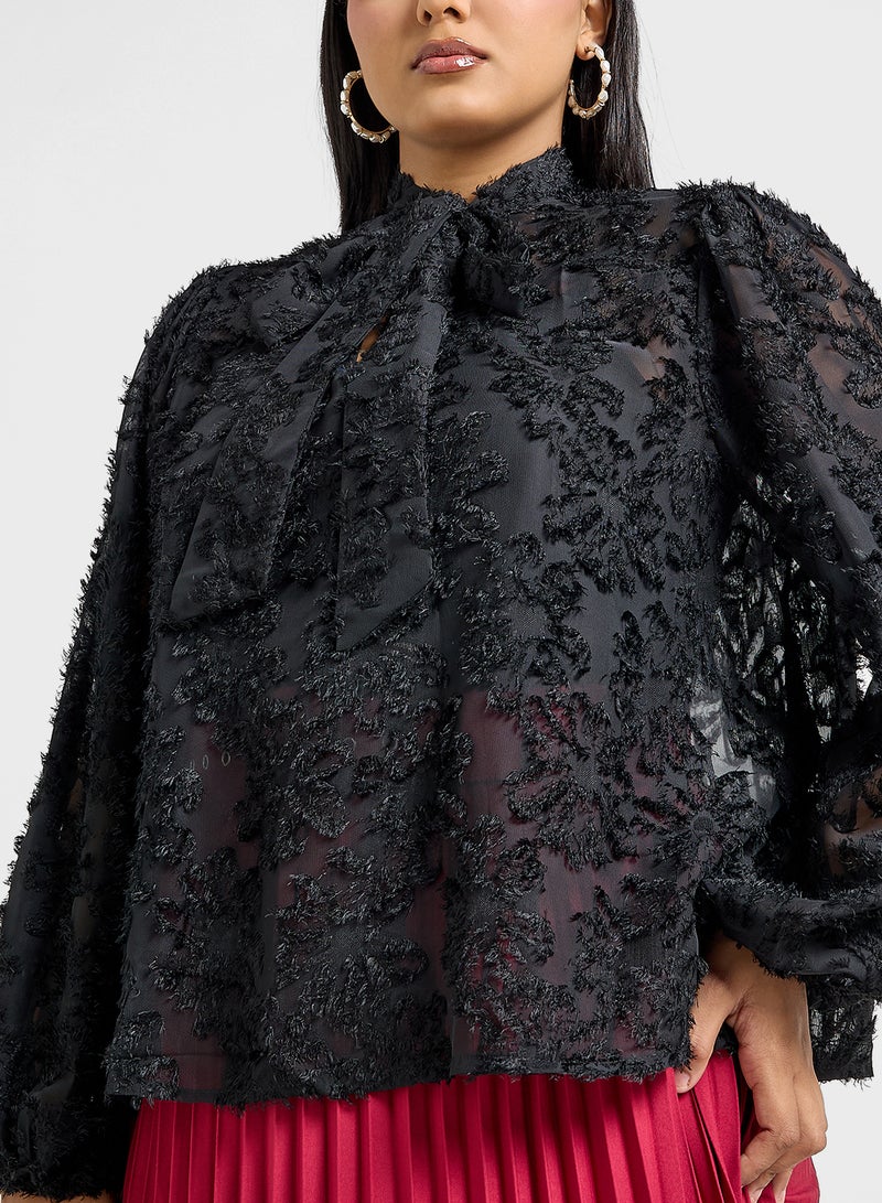 Ella Plus Textured Sheer Top  - Image 3