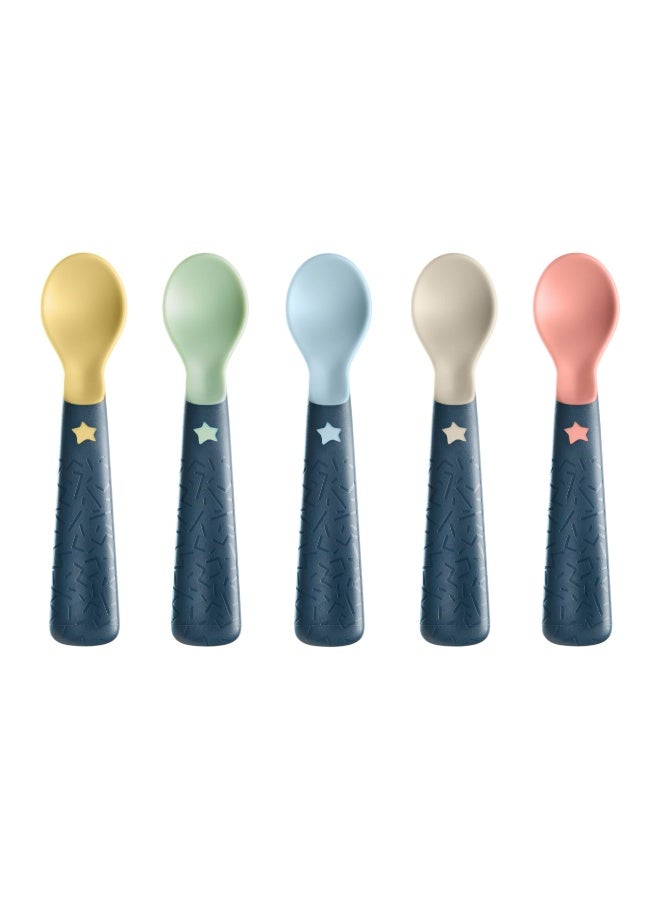 إيروريكس مجموعة ملاعق التغذية، ملاعق فطام الأطفال ذات رأس ناعم، مقابض سهلة الإمساك غير قابلة للانزلاق، خالية من مادة BPA، مجموعة من 5 قطع ملونة