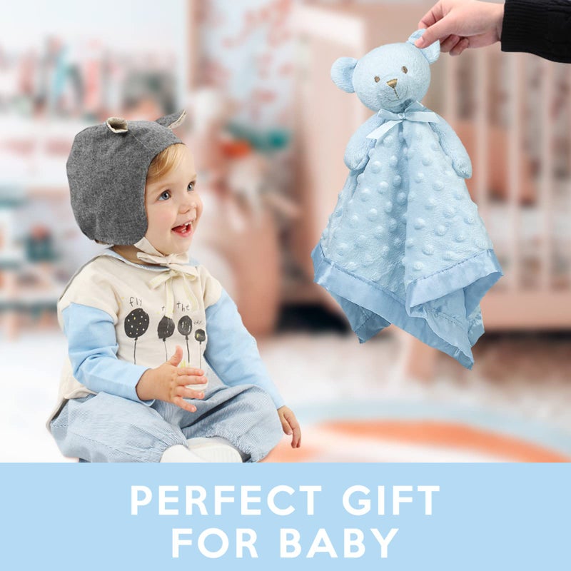 Pro Goleem Teddy Bear Lovey Baby Security Blanket for Boys and Girls Unisex Soft Lovie Baby Gifts for Newborn Toddler Snuggle Toy Stuffed Animal Blue 16 Inch - Image 3