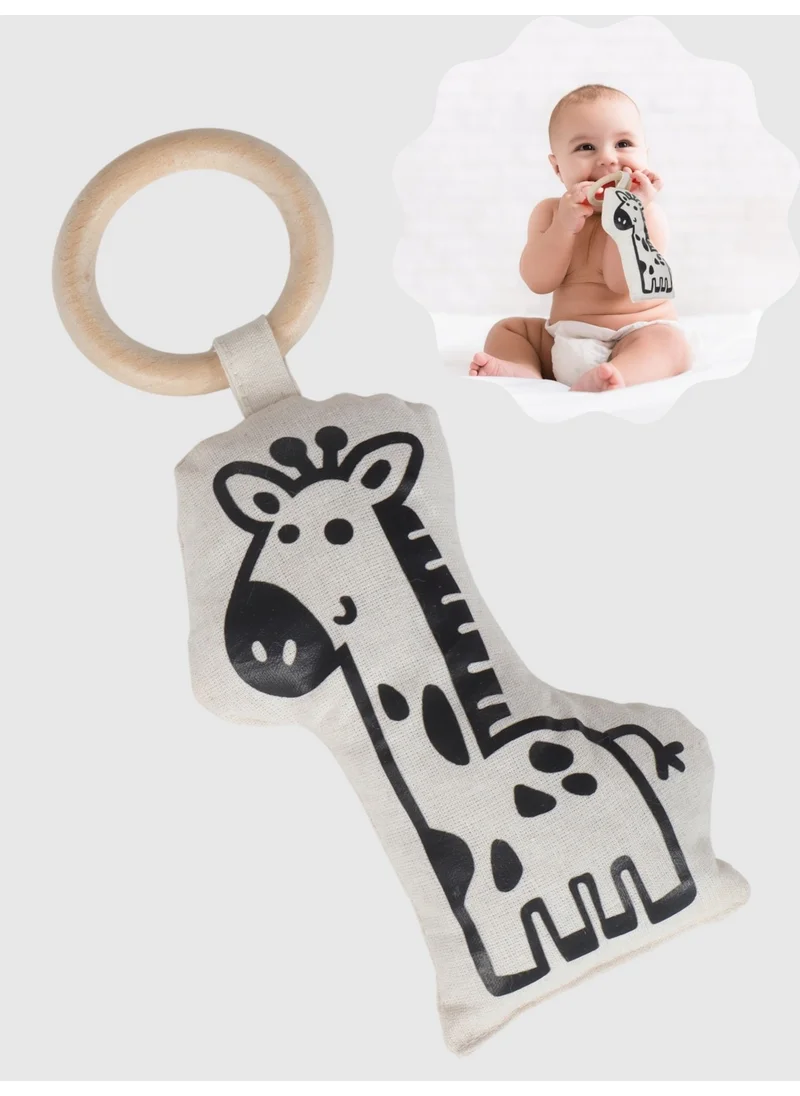 Yhh Kids Wooden Ring Baby Teether Plush Teething Toy