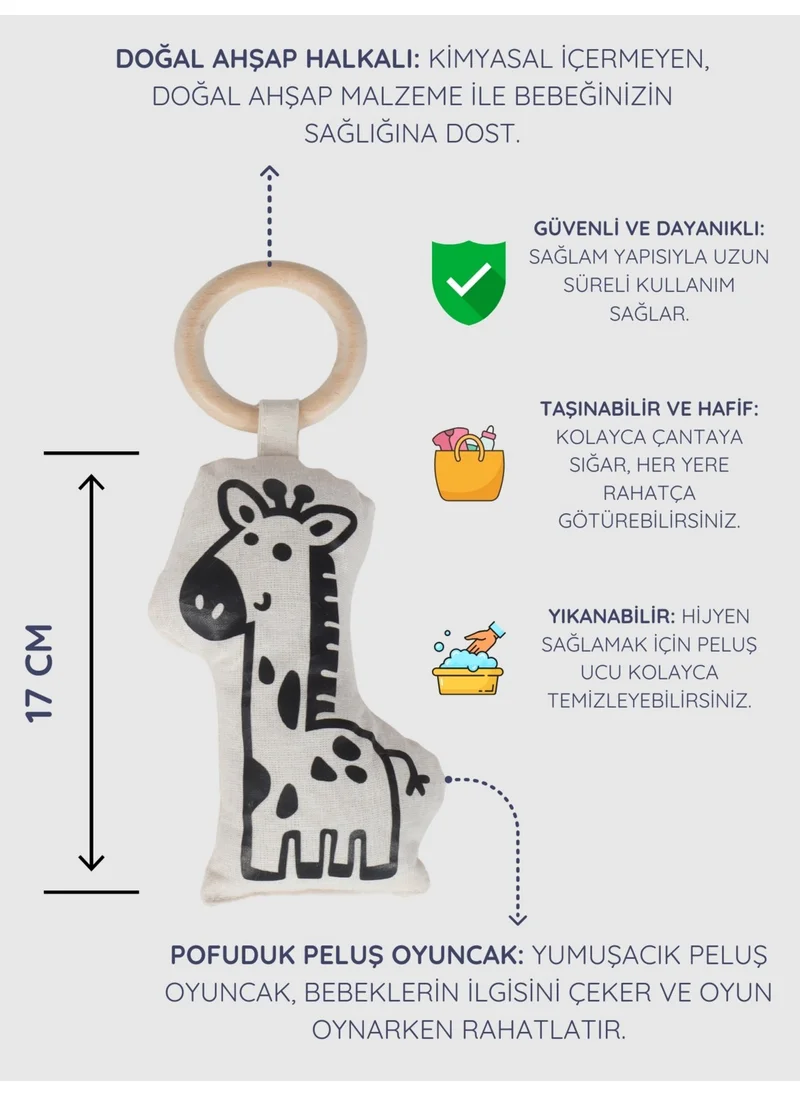 Yhh Kids Wooden Ring Baby Teether Plush Teething Toy