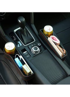 Scrolls 2 Pack Car Seat Gap Organizer Storage Box Cup Holder Car Console Side Pockets PU Leather Cellphones Key Cards Sunglasses Small Items Car Interior Accessories (Right and Left, Beige)  - Image 3